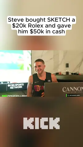 Sketch breaks character after Steve gifts him a $25k Rolex and $50k cash 😭 #stevewilldoit #sketch #money #streamer #viral #fyp 