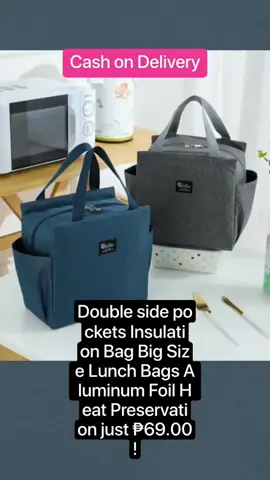 Double side pockets Insulation Bag Big Size Lunch Bags Aluminum Foil Heat Preservation Fresh Canvas Lunch Bag Price dropped to just ₱69.00!#ordernow #TikTokPromote #affiliatemarketing #fyppppppppppppppppppppppp 