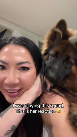 I was playing this sound and this js her reaction. I think she either loves it or hates it. 😅😅