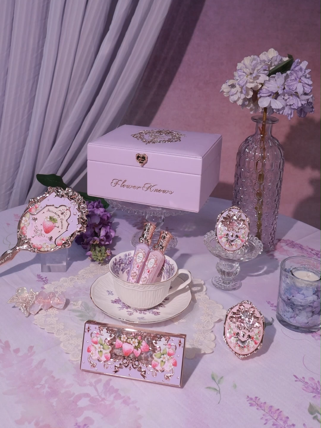 Check out this dreamy haul from the Violet limited edition of Strawberry Coco! 🪻🍓#flowerknows #violetstrawberryrococo #strawberryrococo #makeuphaul #unboxing #purplehaul #purple #purplegirl #purplemakeup #beautyhaul #haul #beauty #springmakeup #coquette #coquettecore #coquetteaesthetic #coquettegirl #aesthetic #makeup #makeuprecomendation #romanticmakeup