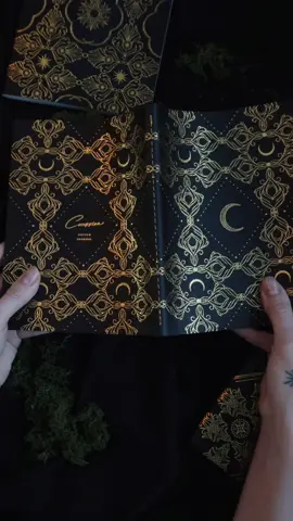 My obsession with dark fairytales inspired this ✨ soft, vegan leather covers, with golden lace pattern.  #cocorrina #stationery #BookTok #bookworm #moon #luxurystationery #fairytale 