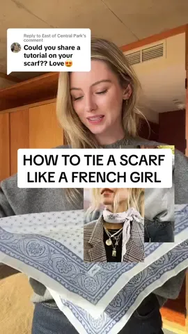 Replying to @East of Central Park one of my favourite styling tricks with a vintage scarf! #frenchgirlstyle #stylingtips #vintagescarf 