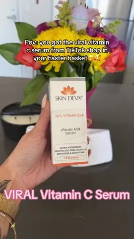 Okay but im so hyped to finally get rid of these dark spots I have from acne scars🙌🏽😭 #vitamincserum #darkspottreatment #acnescars #beautytips #skintok #easterbasket #easter #eastersunday 