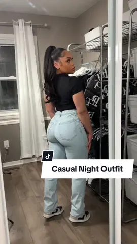 Casual Night Outfit🖤 #outfits #casualnightoutoutfitideas #abercrombiejeans #jordans #grwm #blackgirloutfits 