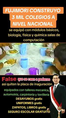 fujimori construyó  y remodeló 3,088 centros educativos y 2500 escuelas en los rincones más apartados del país. Construyó 80 colegios con las donaciones japón, suiza y otros países. Se  equipó con talleres de mecánica de banco, automotriz, máquinas de carpinteria y textilería  Módulos de biología, física, química y computadoras  desayunos nutritivos para bajar la desnutrición se les entregó uniformes, zapatos, libros, y todos los niños tenían seguro escolar gratuito. #fujimori #foryoupage❤️❤️ #foryoupageofficiall #foryoupage #foryou #paratiii #paratii #paratiiiiiiiiiiiiiiiiiiiiiiiiiiiiiii #keikofujimori #viral_video #viralvideo #peru #peruanos #politicaltiktok #politica #fujimori @Alberto Fujimori @Keiko Sofía @Eduardo Castillo @Alberto Elias Bendez @ALI 
