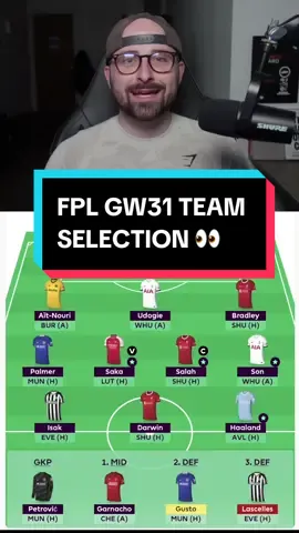 FPL GW31 Team Selection 👀 #fpl #fpltok #fantasypremierleague #fantasyfootball 