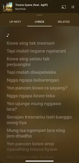 Iseh inget lagune opo ora ? Opo malah inget mantanne ?  #tresnoliyane #northsleftagiff #liriklagu #jawapride #jogja24jam #4u  #fyp 
