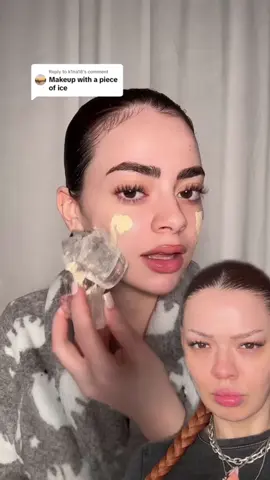 Doing my makeup with ice??  It was an experience for sure #makeuphacks #fyp  