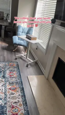 I use this rolling desk like there is no tomorrow! #tiktokshopfinds #rollingdesk #portabledesk #workdesk #furniturereview #desksetup #bedsidetable #rollingtable #rollingstandingdesk 