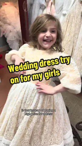 Wedding dress try on for my girls for my brothers wedding. #wedding #tryon #modestfashion #flowergirl #weddingdress 