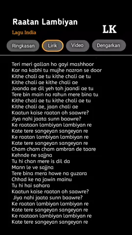 Lyrics lagu India raatan Lambiyan #fypシ゚viral 
