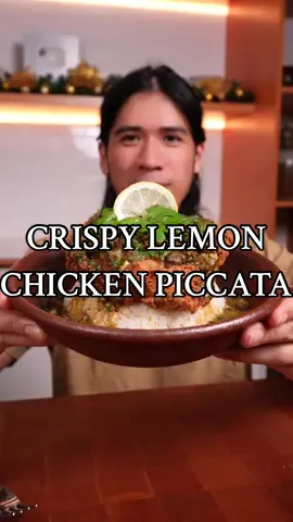 Crispy lemon Chicken Piccata This Crispy Lemon Chicken Piccata is absolutely bursting with flavor, thanks to the rich and flavorful taste of Pure Doña Elena Pure Olive Oil! 🍋✨ It’s easy-to-make, and a delicious dish that's perfect for any day of the week. Elevate your cooking game with Doña Elena products! This is sure to have everyone asking for seconds ☀️ INGREDIENTS: Fried chicken: - chicken leg quarter/thigh fillet - lemon pepper seasoning - Plain flour - (wet batter) flour/egg/seasoning/water mix - Seasoned flour *for the spices I just used italian seasoning or you can use garlic powder/paprika/onion powder Sauce: - 4 tbsp Pure Doña Elena Olive Oil - 1 onion, chopped - 6 cloves garlic, sliced - 1 jar Dona Elena Capers in vinegar, drained - 1 tbsp flour - 1/2 cup white wine - 1 cup Reduced beef/chicken stock - parsley, chopped - Butter, cubed - Lemon Juice & Zest Garlic rice INSTRUCTIONS: - make lemon sauce by sautéing onions, garlic and capers in olive oil. Sweat until translucent and add in flour. toast for 1-2 mins. - Deglaze pan with white wine and add in your chicken/beef stock and lemon juic/zest. Whisk until mixture thickens. - Turn off the heat and whisk in your cold butter cubes and parsley so that it emulsifies into the sauce. Set aside. - Season your chicken fillets with lemon pepper on each side. coat in plain flour, wet batter and back into the seasoned flour. Deep fry at 165 for 10-15 mins until crispy. - Serve chicken on top of garlic rice, pour over sauce, add crispy capers, top with more parsley and enjoy!