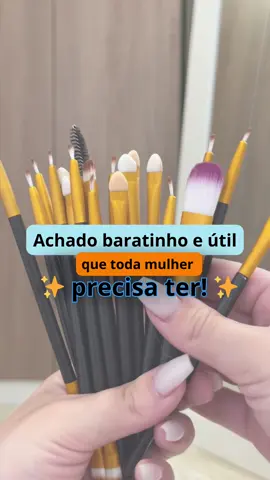 Kit com 20 pincéis, sendo 5 deles, duplos! ✨ Item essencial na necessaire de toda mulher, com opções de pincéis para sombra, delineado, pele, batom e sobrancelhas!  Apenas R$21,99 🛒 link na bio