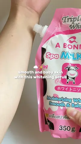 Whitening Scrub from A BONNE spa milk salt✨☁️🎀 Makes my skin soft like baby!                              #abonne #whitening #scrub #trendy #bath #fyp #foryou 