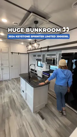 watch for a bunkroom reveal 👀 #rvtour #rvtiktok #rvtok #rvlife #rvlife #bunkroom #fifthwheel  🚐 2024 Keystone Sprinter Limited 3900DBL 🏷️ starting at $19/day
