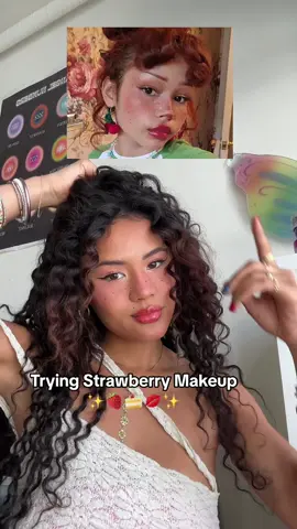Getting back in my posting grind💖 Trying some new trends & this so far is my new favorite makeup look 🩷✨ #strawberrymakeup #makeup #beauty #fyp 