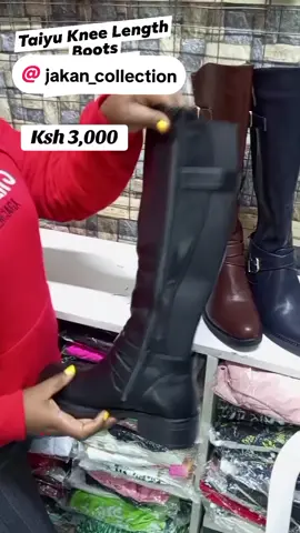 Taiyu Knee Length Boots Ksh 3,000 Color: Black  0708204480 #ladiesboots😍👢  @jakan_collection 