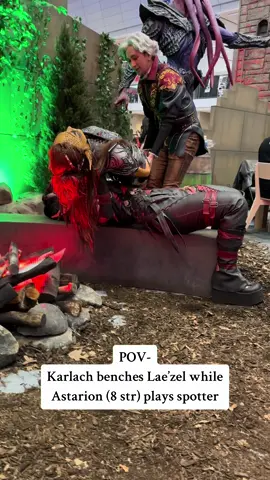 Karlach do be lifting though. #baldursgate3 #larianstudios #karlach #astarion #laezel #autumnivy #cosplay #musclemommy 