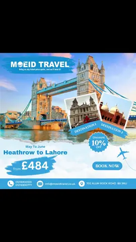 Moeid Travel guarantee that we will provide you with a lower price for the ticket you obtain from other travel agents.#travel  #alumrock #birmingham #travlebirmingham #travelpakistan #moeidtravel #nadracardrenewal #NICOP #alumrocktravel #alumrock #bestticketprice #cheaptickets #pelhummoney  #travelagent #travelagentbirmingham #ticketforpakistan  #travelagentalumrock #airticket #bhx #emirates #turkish #etihad #qatar #cheapticketforpakistan #cheaptickets #moeid #moeidtravel 