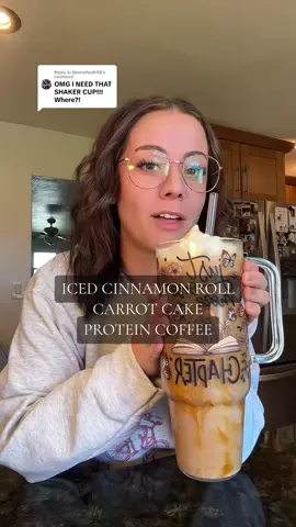 Replying to @Momofboth98 iced cinnamon roll carrot cake protein coffee?! yes please 😅🥕🍰 #proffee #proteincoffee #coldbrew #athomecoffee #sugarfree #gfuel #cse #cleansimpleeats @Clean Simple Eats #skinnymixes @Skinny Mixes @Bones Coffee Company #protein #proteinshaker 