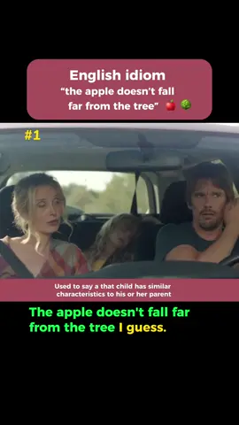 English idiom - “the apple doesn’t fall far from the tree” 🍎🌳 This idiom is used to say a child has similar characteristics to his or her parent.  For example - “You are as stubborn as your father.”   “Well, the apple doesn’t fall far from the tree.”  #aprenderingles #english #learnenglish #inglés  #britishenglish #idioms #englishphrases #ingles #英語の勉強 ‎#الإنجليزية #slang #ingilizceögreniyorum #idioms #phrasalverbs #vocabulary  #английский #ielts #toefl #esl