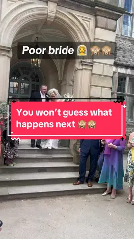 Not many brides would handle this so well!!  #weddingfail #herecomesthebride #unexpected #surprise #weddingfyp #fyp #viralwedding #viral #wedding #weddinghighlight #youvebeenframed   @Fairfax & Favor shoes peeping out 💜