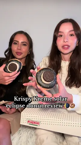 Krispy Kreme new “Total Solar Eclipse” donuts! 🍩💕🌘 #krispykreme #oreo #solareclipse #foodreviews #fyp #FoodTok @Krispy Kreme 