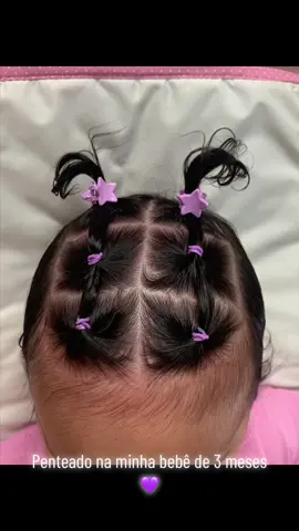Penteado na minha bebe de 3 meses 💜 #maeefilha #maedemenina #penteado #baby #3meses 