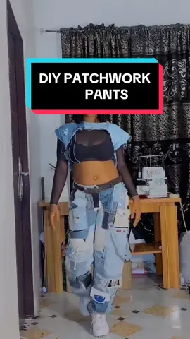 Stop throwing out your old washed up jeans!!. Full tutorial video on my youtube @Raedeemade wears or click on the YouTube icon on my bio. #DIY#cargopantsoufit #sewingtiktok #sewingtutorial #streetwearbrand #raedeemade 