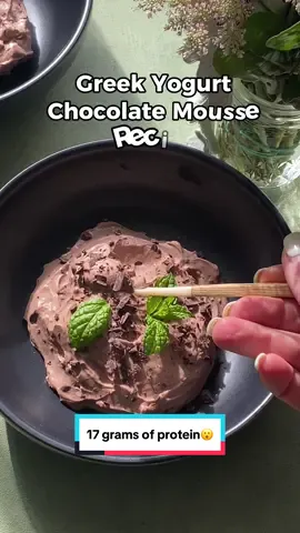 Greek Yogurt Chocolate Mousse!  Full recipe is on my blog :) #healthydessert #healthyrecipeideas #highproteinrecipes #chocolate 