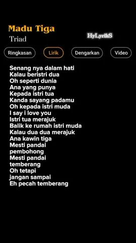 Lirik Lagu Madu Tiga-Triad Part 242 🎶 #lyrics #liriklagu #lirikgoogle  #lagudulu #laguenak #lagutiktok  #musiclirik #musically #hylyriks  #triad #madutiga 