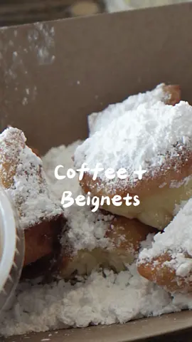 A little preview of my favorite coffee shop and beignets! The beignets are  covered in powder sugar and served with the sweetest dipping sauce that you have to try! @Mo’Bay Beignet Co. 