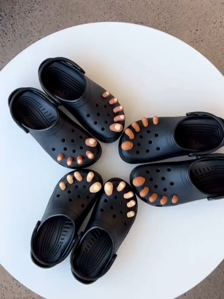 Yup, they're finally here but just because you asked (kinda) nicely. Limited-Edition Toe Jibbitz™, get 'em before they're gone! #croctok #toes