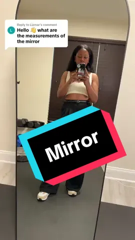 Replying to @Lizmar This Easly mirror is 64 H x 20 W in.  This mirror is the Arched Aluminum Full Length style in black. There is also a hold that is gorgeous but my house accent colors are black :)  #mirror #fyp #mirrors #mirrorselfie 