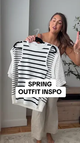 Amazon Spring Outfit inspo sharing 5 striped tops you need for spring! Which top is your favorite? #springoutfitinspo #amazontops #amazonmidsizefinds 
