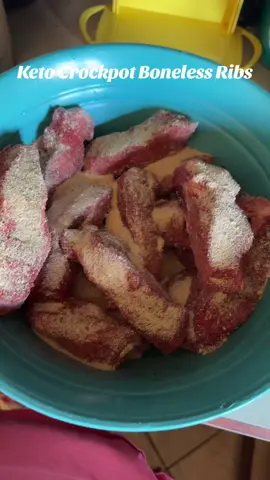 Keto Crockpot Boneless Ribs #keto #ketodiet #lowcarb #lowcarbrecipes #ketodiet #ketolife #ribs #bbqtiktok #bbqfood #bbq #bonelessribs #yum #foodtiktok #Foodie #FoodTok #fyp #follow 