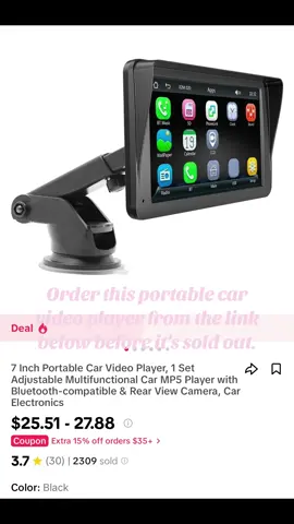 7 Inch Portable Car Video Player, 1 Set Adjustable Multifunctional Car MP5 Player with Bluetooth-compatible & Rear View Camera, Car Electronics#springsavingsevent #springsavings #Springsavings #SpringSavings 