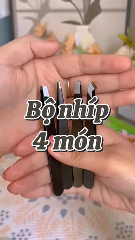 Bộ nhíp nhổ lông 4 món bằng thép không gỉ, đựng trong bao da #giadung #nhipnholong #nhipnholongnach #nhipnholongmay #nhipnholongnachcaocap 