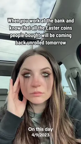 Holidays in banking are not the most fun. #banker #teller #customersbeike #coins #easter #fyp 