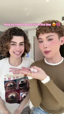 Doing my friends @Trevor Dean makeup for the first time ever! 😻🎀💕 what do we think this glam on him? Comment let us know 🥰🤍🤎  #makeup #fy 
