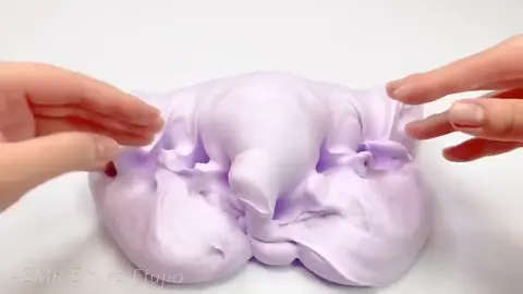 【ASMR】🔮ふわふわ紙粘土スライム☁️【音フェチ】푹신푹신 종이 흙 슬라임 Purple fluffy clay slime No talking ASMR EP.4