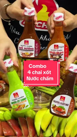 Combo 4 chai xốt chấm đa năng ngon bất bại, hiện đang có giá trải nghiệm, các bác nhanh tay đặt mua nhé #azchef #nuoccham #xotmuoiotxanh #xotmuoiotdo #xotme 