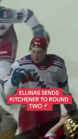 Luke Ellinas, OT hero! Kitchener’s third overtime win of the series sends the @Kitchener Rangers to the second round 🔵🔴 #OHLPlayoffs #fyp #fypシ #ohl #hockey 