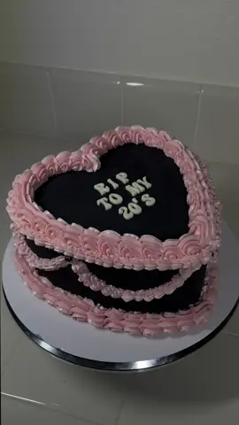 Death to my 20’s 🖤 this cake came out too cute 🎀        #cakedecorating #deathtomy20s #blackandpinkcake #girlythings #birthdaygirl #birthday #fyp #fypシ #sahmsidehustle #cakeart #