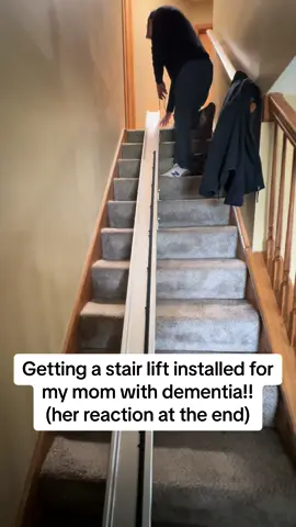 It may not seem like such a big deal but to my family & I, it is. My mom walked up the stairs for the last time that day, stairs that she used to walk up and down religiously with no assistance. I can admit she is getting worse but thats whats expected with dementia. So we do anything we can to make it just a little bit easier for her. While obviously buying a ranch style house is not an option this will serve its purpose. Big thank you to the company from installing to helping with instructions during this time & how quick the process was. If anyone in the chicagoland area is looking for something like this for you or a loved one DM me for more info as they are not on tik tok! #fyp #caregiver #foryoupage #viral #foryou #dementia #dementiaawareness #alzheimers #caregiverlife #dementiacare #dailyvlog #MomsofTikTok #dementiajourney #journey #stairs #dayinmylife 