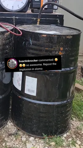 per request, Slow Motion 55 gallon drums crushed by atmospheric pressure  aka vacuum.  #vacuum #vacuumpump #55gallondrum #55gallontank #hvac #love2hvac