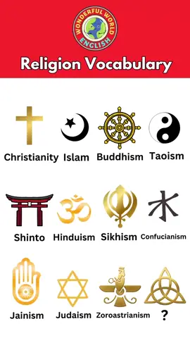 Religion Vocabulary  #religion  #religions  #English   #EnglishLearning   #ESL   #LearnEnglish   #EnglishLesson   #英文   #تعلم_الإنجليزية   #AprenderInglês   #ImparareInglese   #Anglais   #ИзучениеАнглийского   #İngilizceÖğren   #영어학습   #เรียนภาษาอังกฤษ    #Inglés   #英文课   #الإنجليزية_للمبتدئين   #EnglishVocabulary   #SpeakingEnglish   #ESLTeacher   #EnglishPractice   #IELTS   #wonderfulworldenglish   #EnglishConversation   #DailyEnglish   #EnglishOnline  #onlineclass  #vocabulary  #vocabulario  #vocabularioingles  #vocab  #christianity  #islam  #buddhism  #hinduism