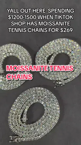 UPGRADE YOUR FIT WITH SOME REAL ICE 💎 PASSES ALL DIAMOND TESTERS & INCUDES GRA CERTIFICATES 🥶 PURCHASE THESE MOISSANITE TENNIS CHAINS IN THE TIKTOK SHOP 🔥🔥 #CapCut #moissanitejewelry #moissanite #tennischain 