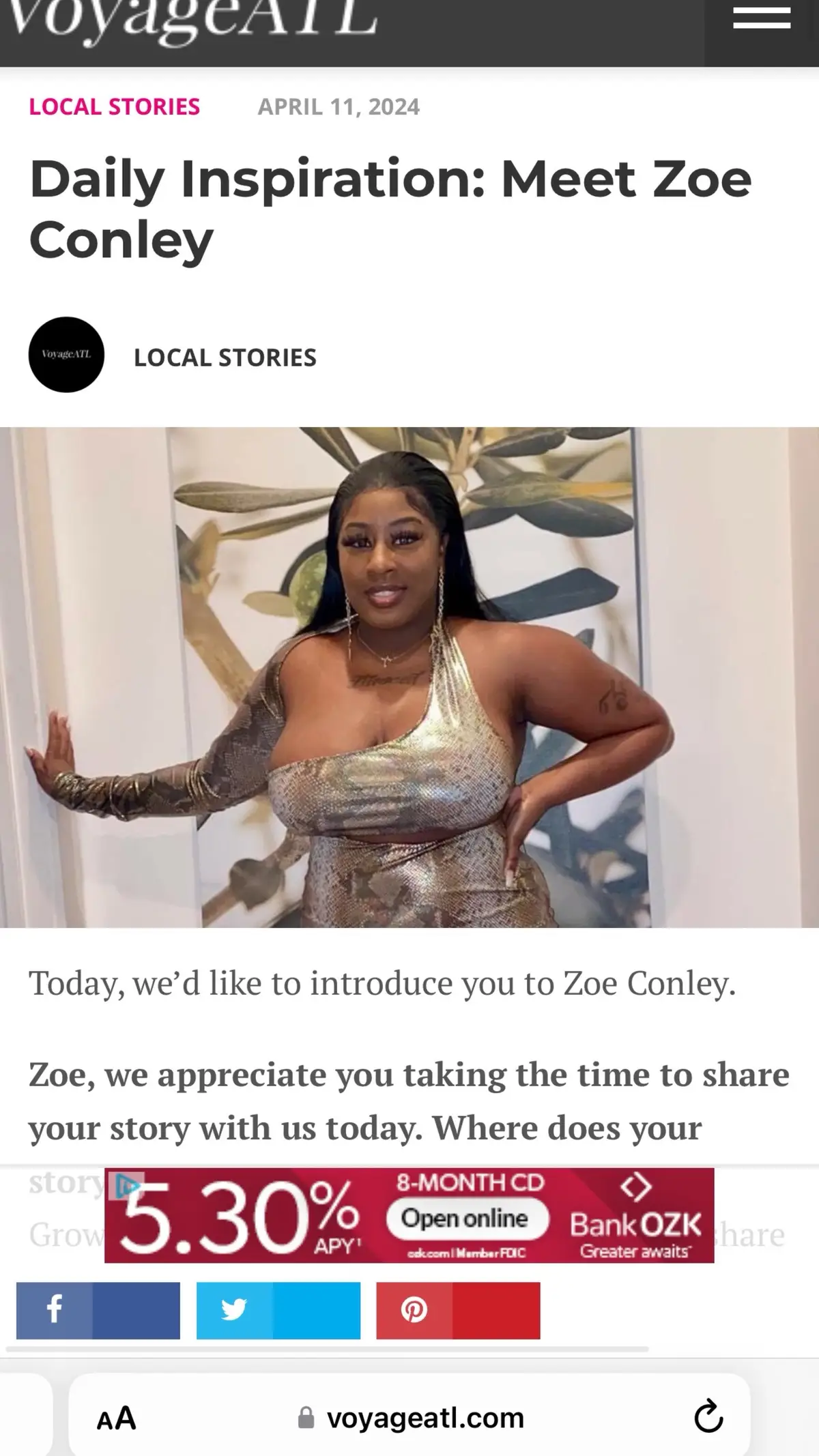 📰✨ Exciting News Alert! ✨📰 I’m sooo excited to share that I’ve been featured in Voyage magazine!  Voyage, thank you for recognizing my work and wanting to shine a spotlight on it. Thank you for giving me this platform to share my passions and experiences. If you want to see the feature and read all about it, check out the link in my bio. @VoyageATL 