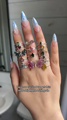 Tourmaline Rings 💍 How cool are the butterflies?!? 🦋  #crystaltiktok #crystals #TikTokShop #crystaltok #stones #metaphysical #crystalshop #jewelry #butterfly 